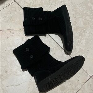 UGG Black Knit Button Boots